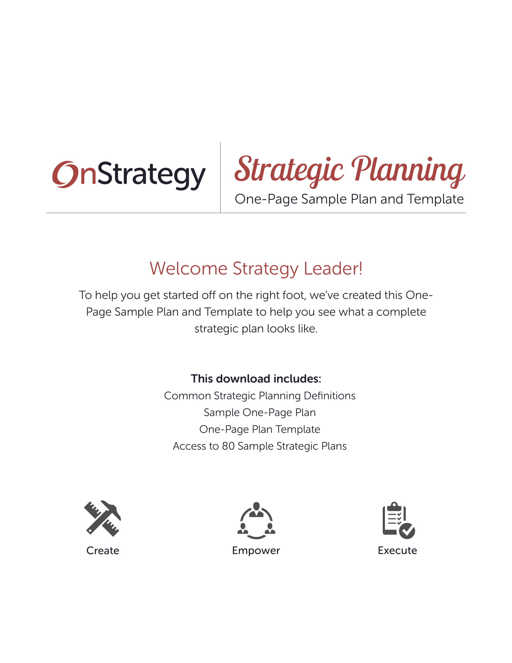 one page strategic plan template example 1