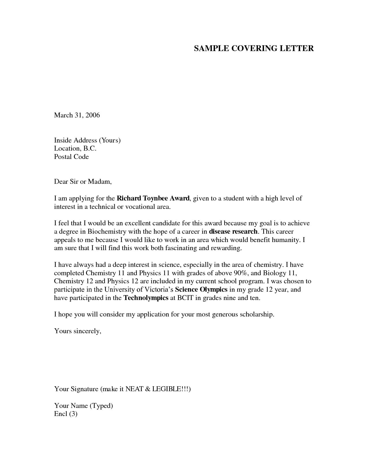 simple sample application letter for job