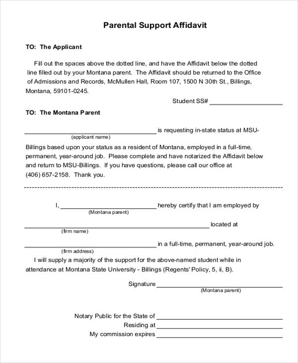 Affidavit of Support Form - 9+ Examples, Format, Pdf | Examples