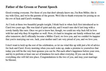 sample groom's parents speech