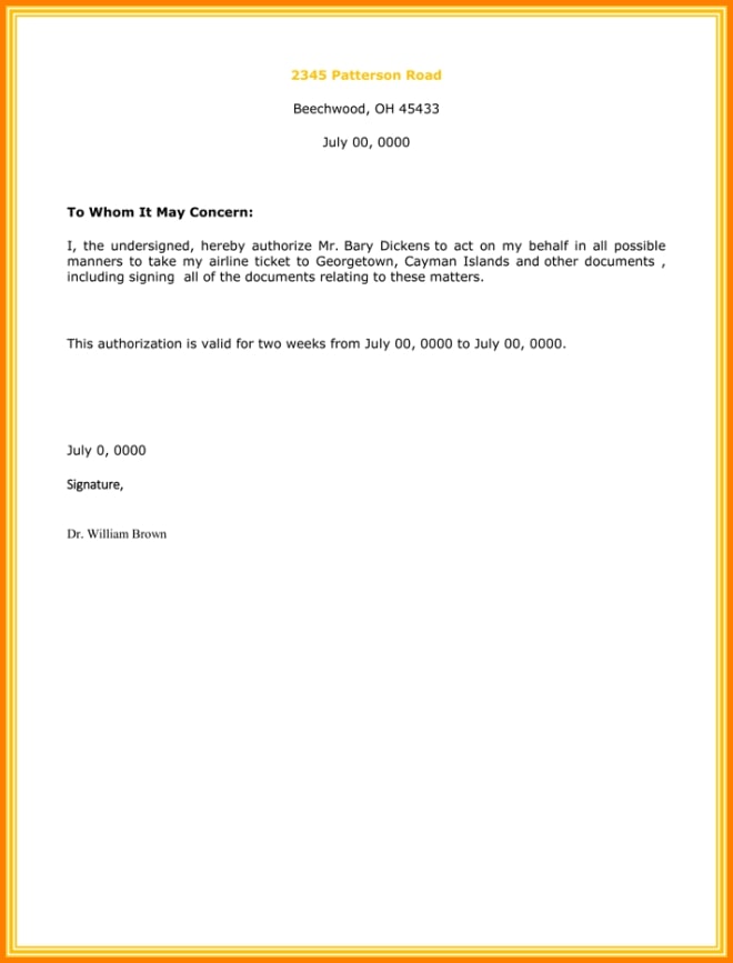 personal authorization letter format example1