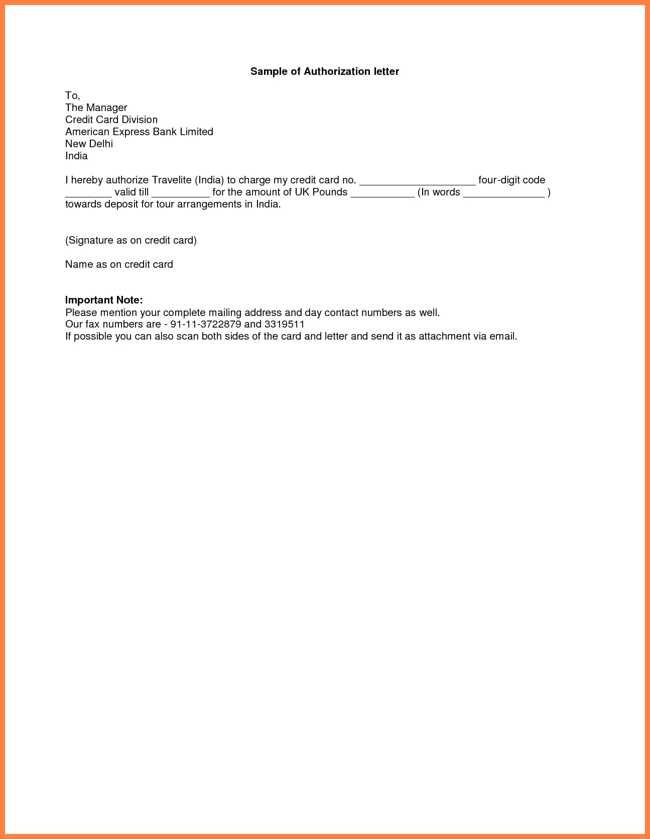 personal authorization letter sample
