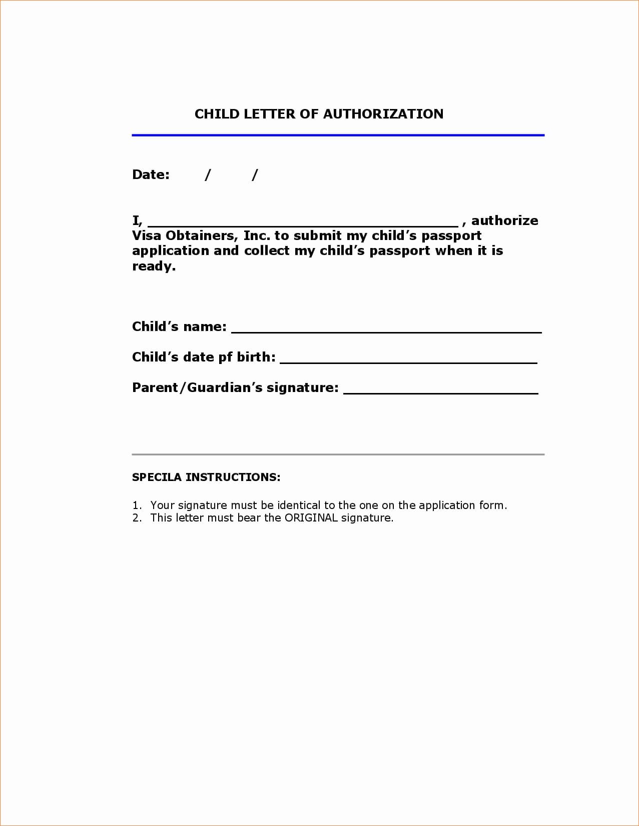 How To Write An Authorization Letter For A Child