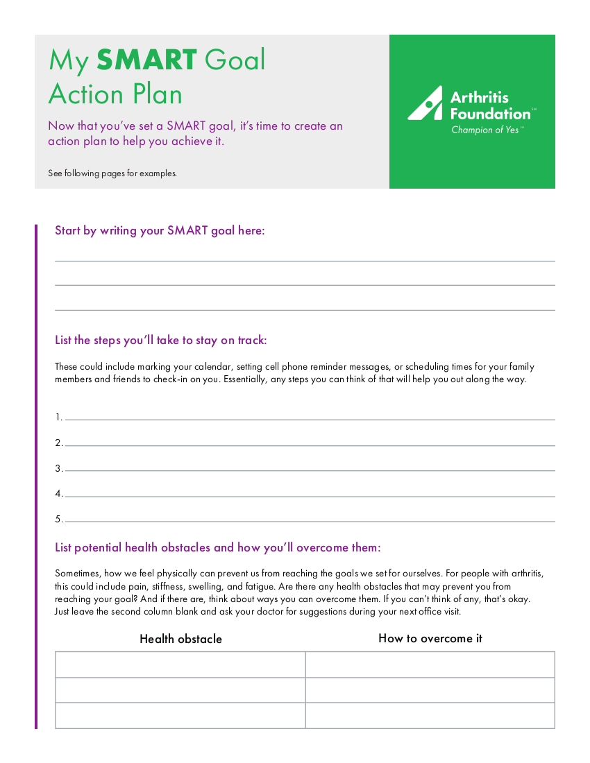 Personal SMART Goal Action Plan