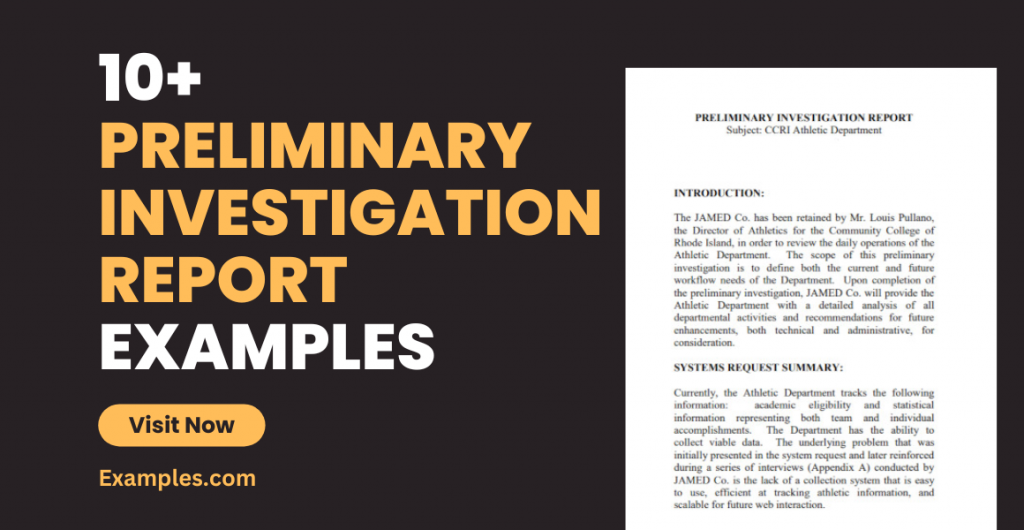 Preliminary Investigation Report Examples