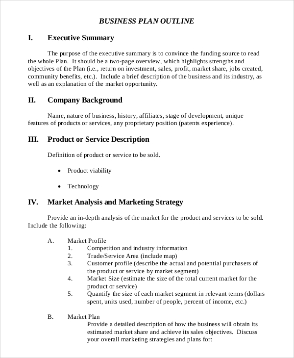 an executive summary of business plan may be