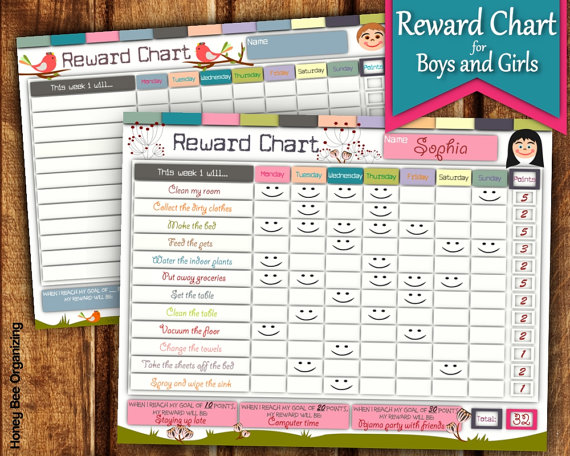 printable reward chart for boys and girls