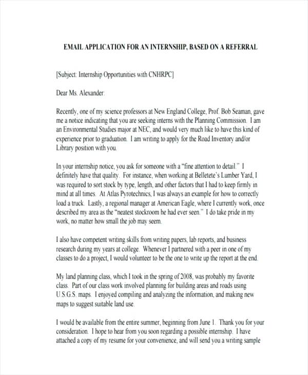 professional email writing for internship example