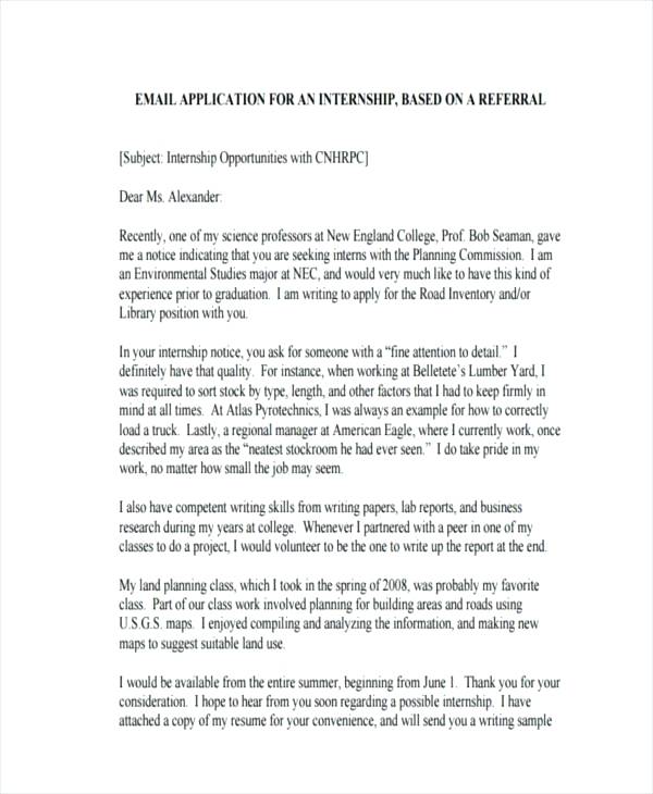 Professional Email Writing for Internship Example