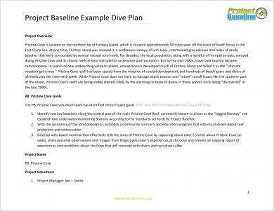 project baseline dive plan example