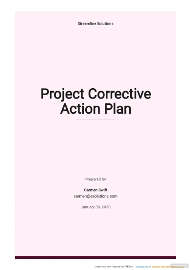 project corrective action plan template