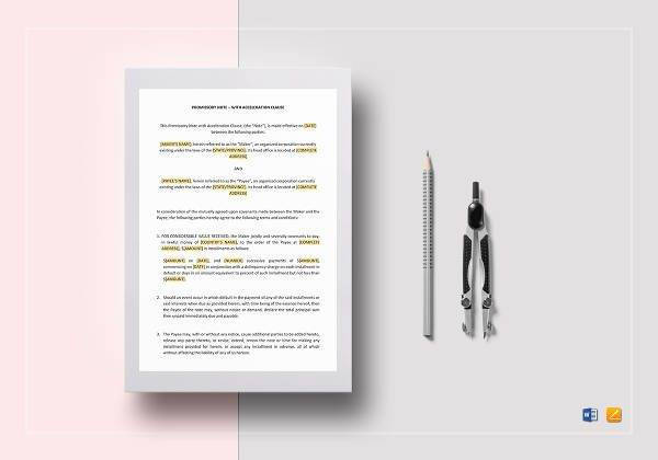 promissory note with acceleration clause template1