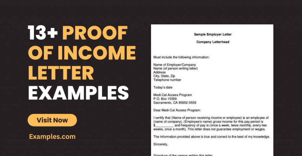 Proof of Income Letter Examples