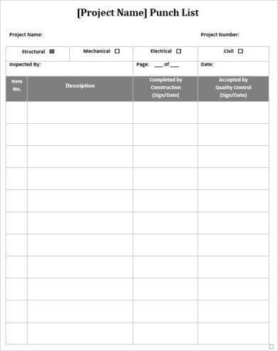 Punch List - 6+ Examples, Format, Pdf