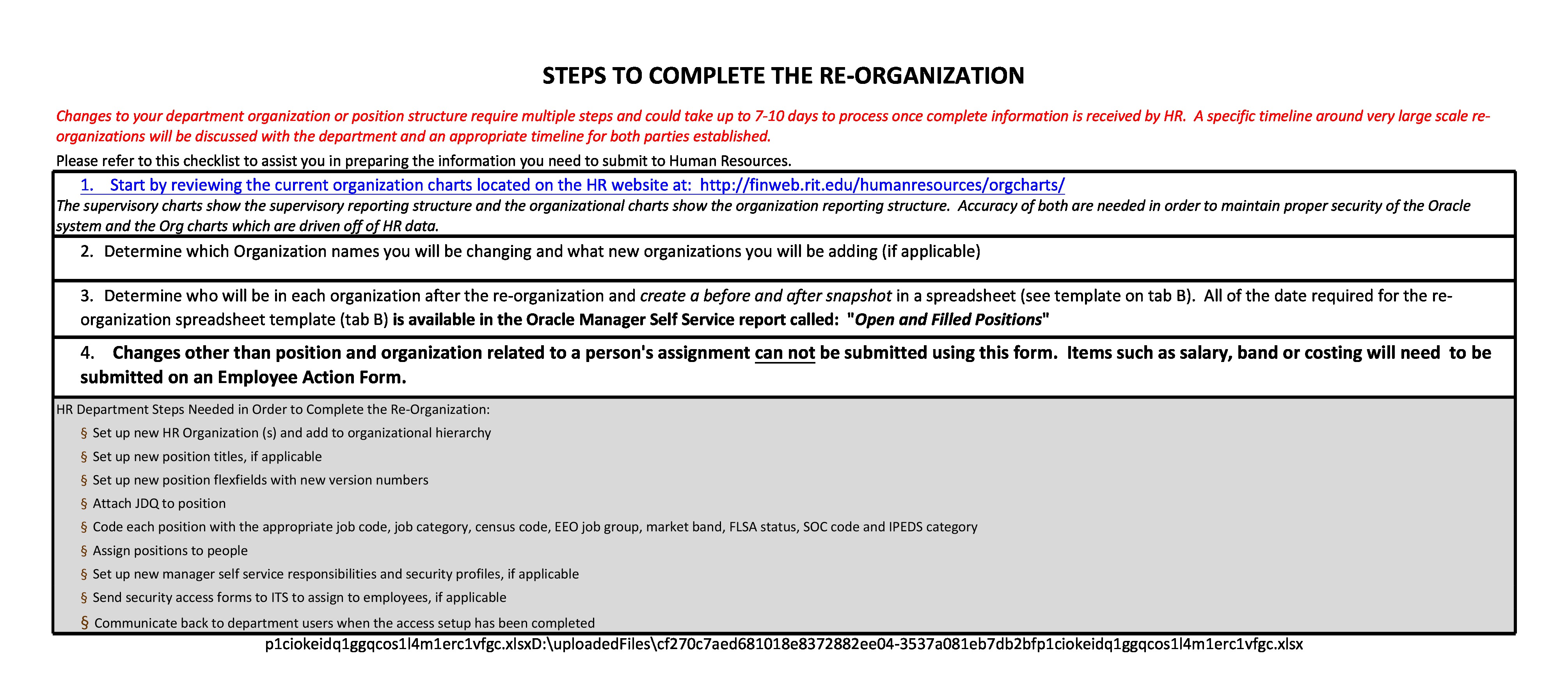 re organization workbook for requestors example