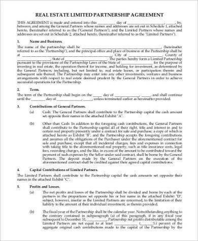 real estate limited partnership agreement1