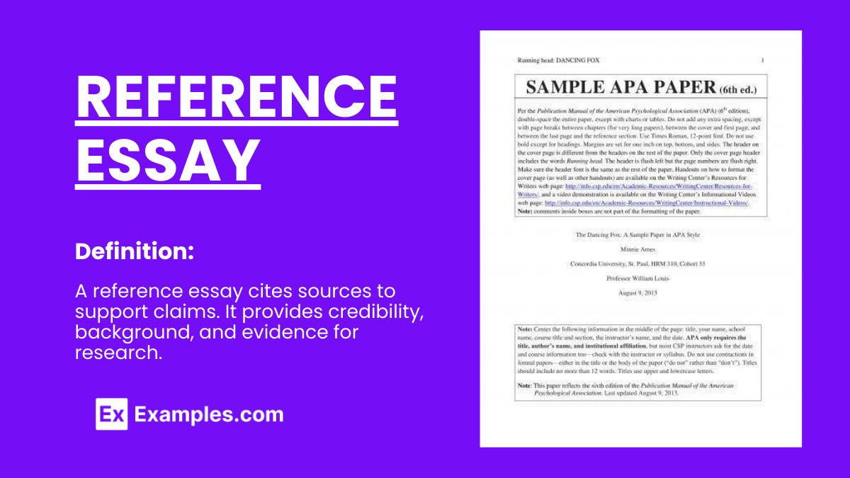 reference in essay sample