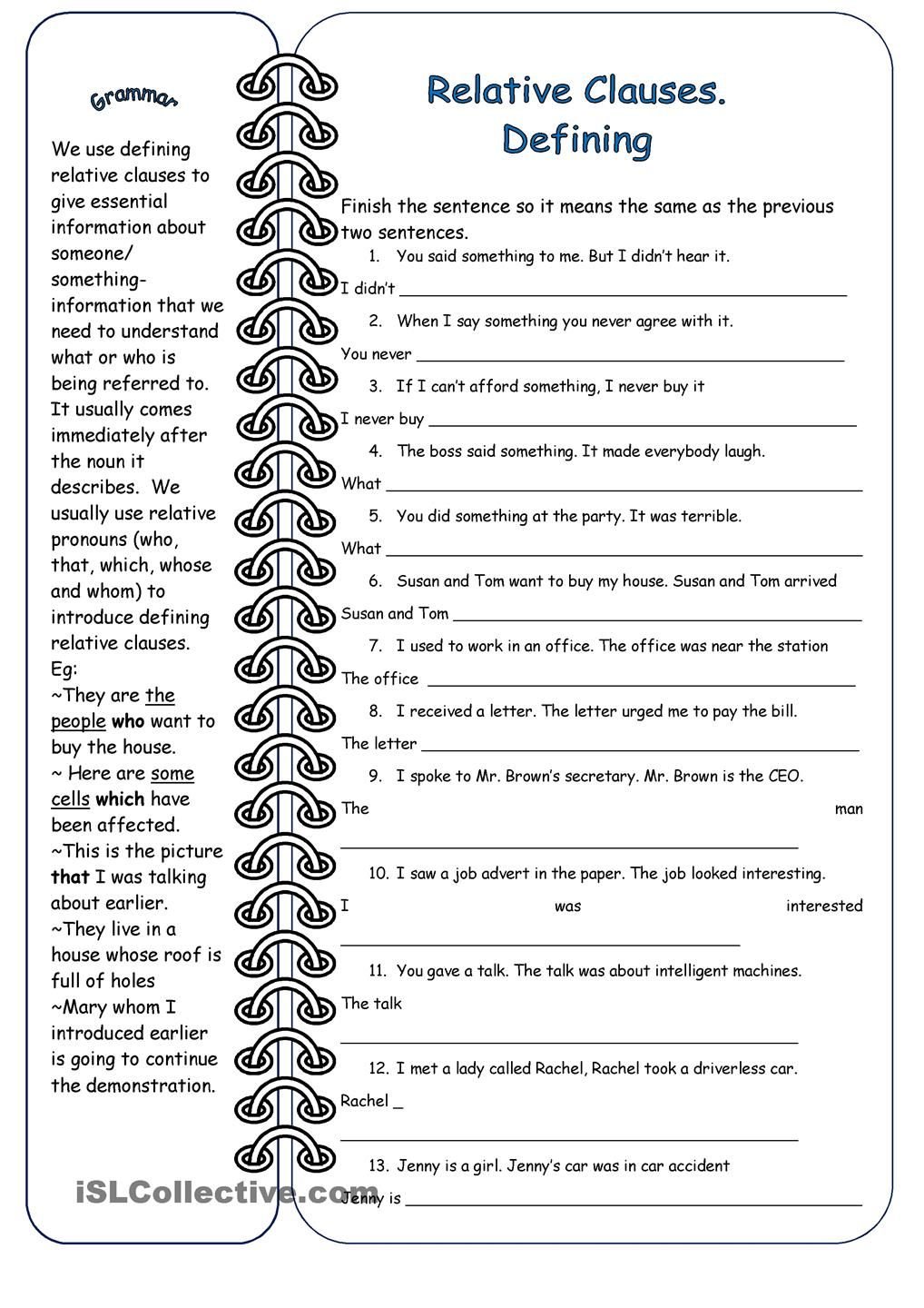 8 worksheet year english PDF Examples  9 Relative Examples Clause