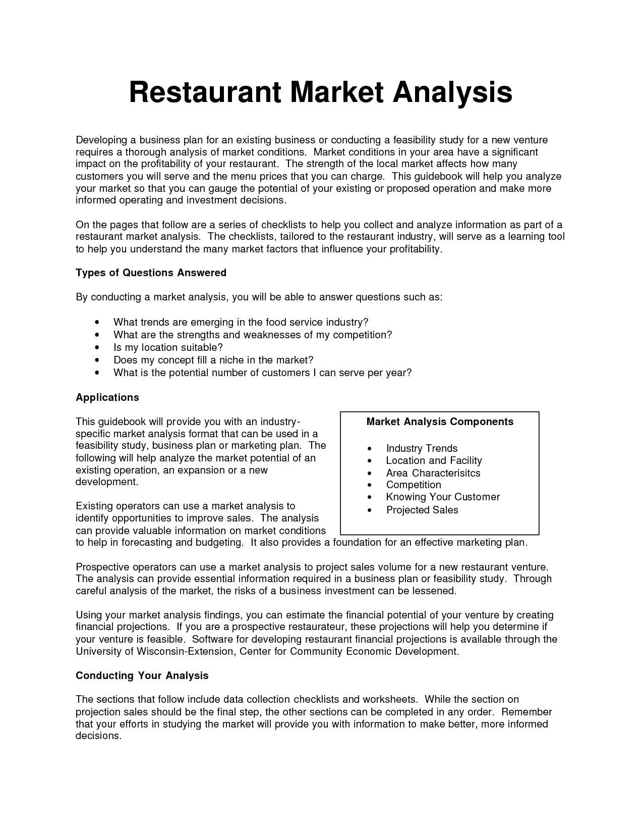 Restaurant Market Analysis Example