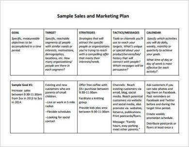 example of marketing and sales in business plan