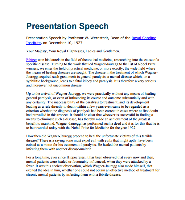 Student Award Ideas Speech Example Pdf Presentation Sample Commercial 