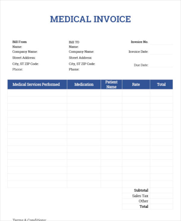 Medical Records Invoice Template 7725