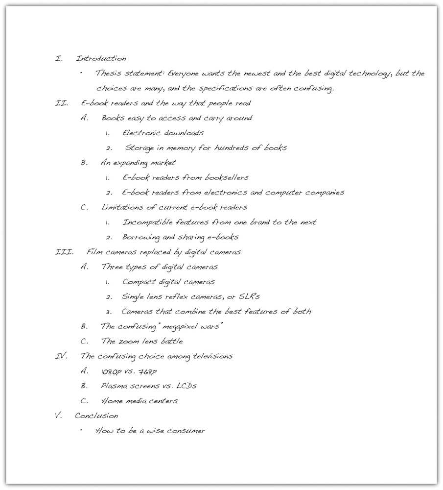 Sample Outline of a Research Article