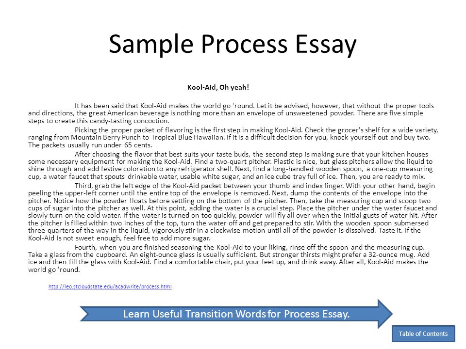 Sample Process Essay on Kool Aid