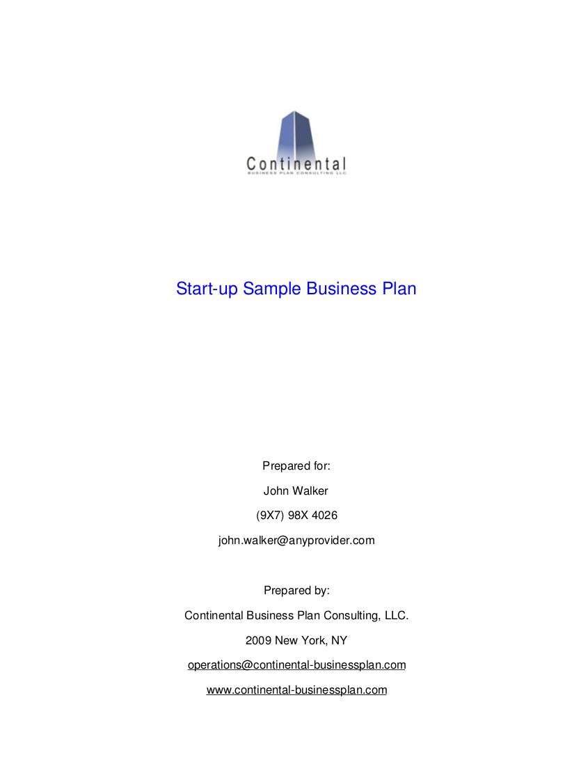 sample start up business plan