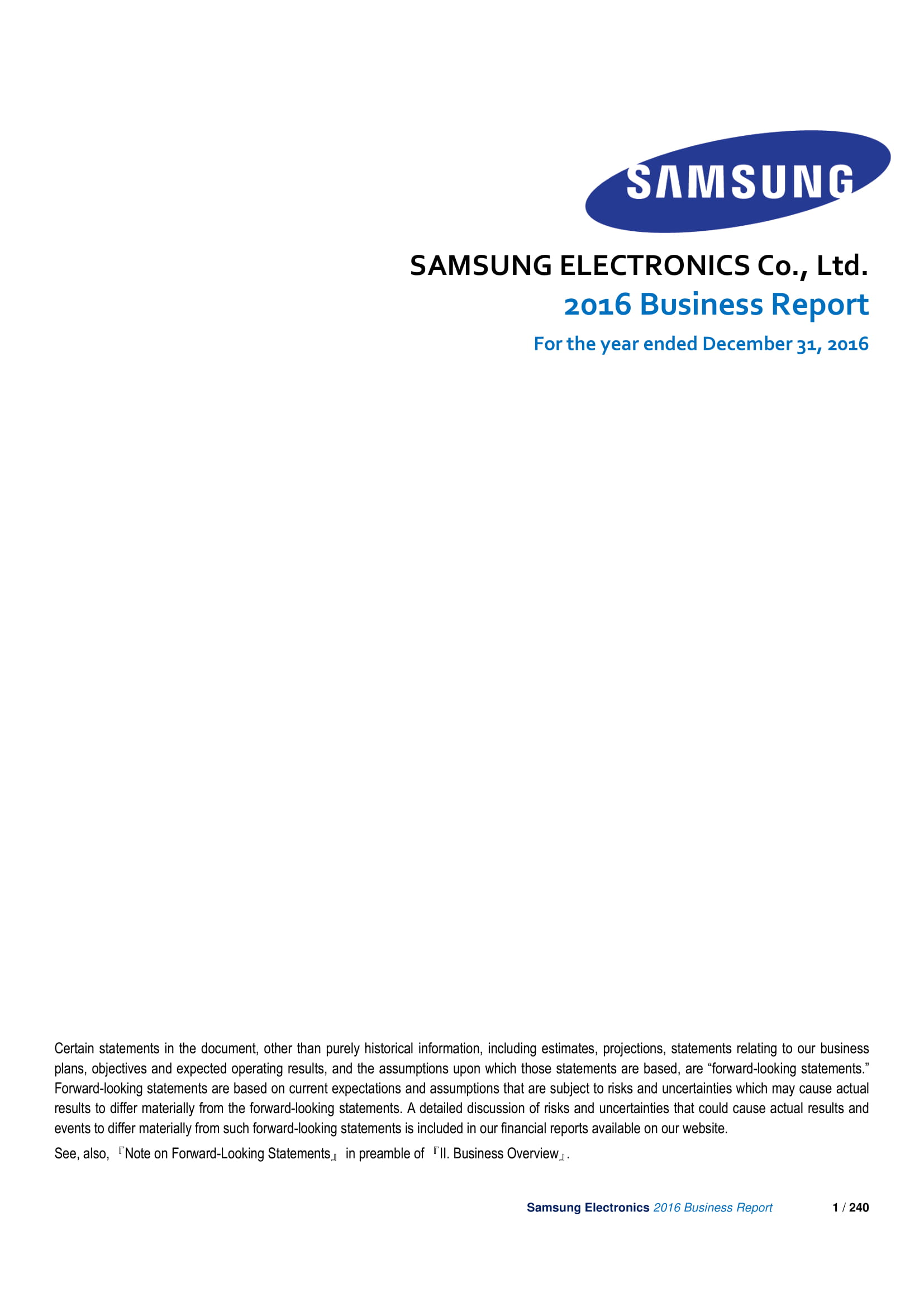samsung electronics 2016 business report example