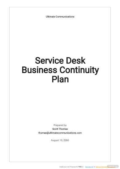 Service Desk Business Continuity Plan Template
