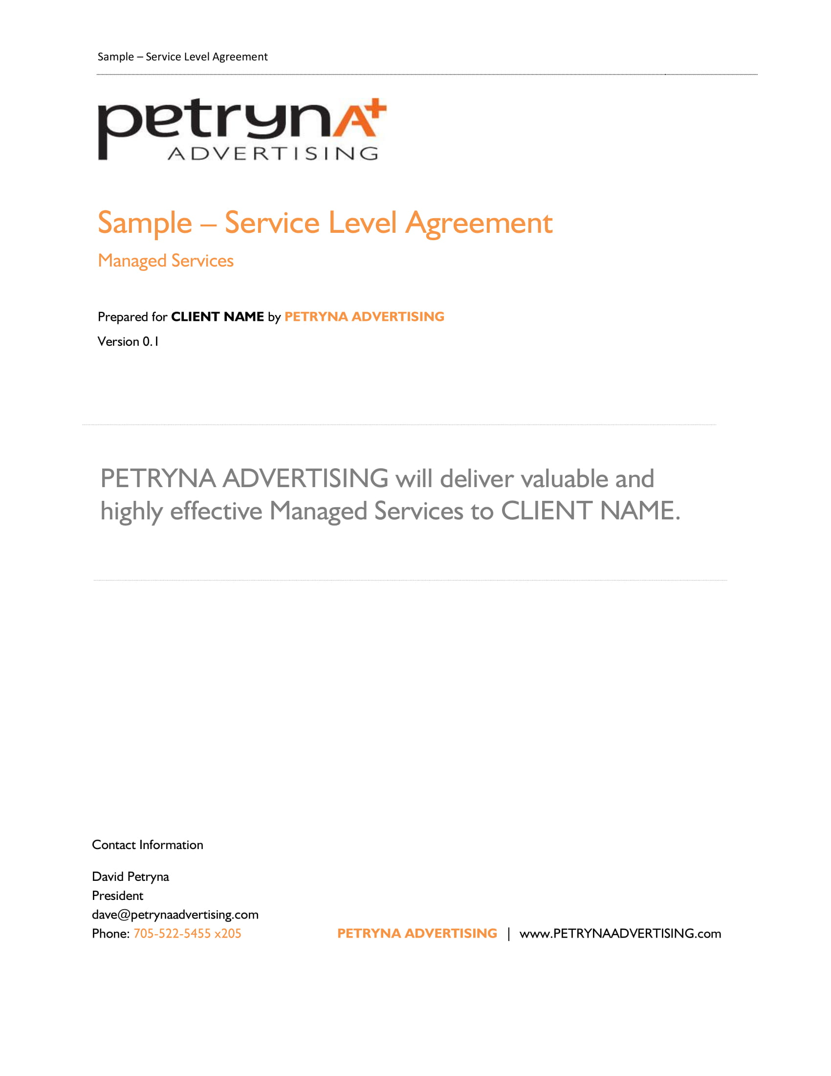 service level agreement for managed services example 01