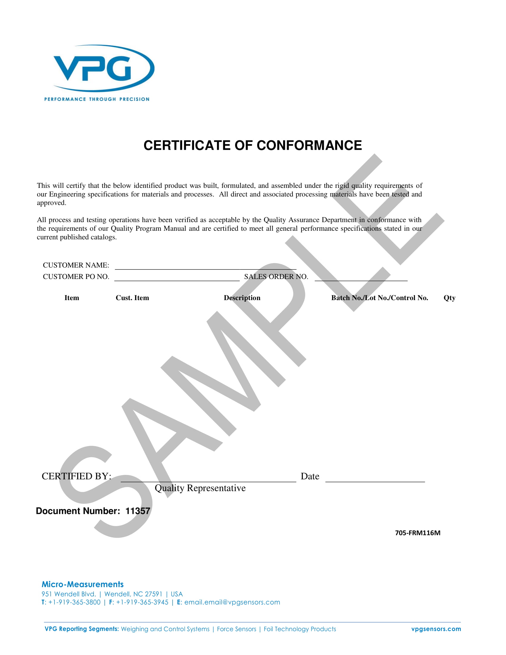 Certificate Of Conformity Template