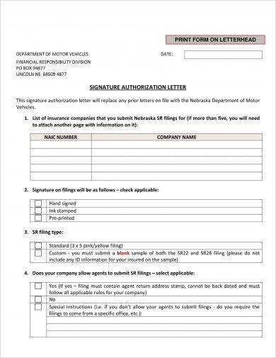 Signature Authorization Letter Format Example