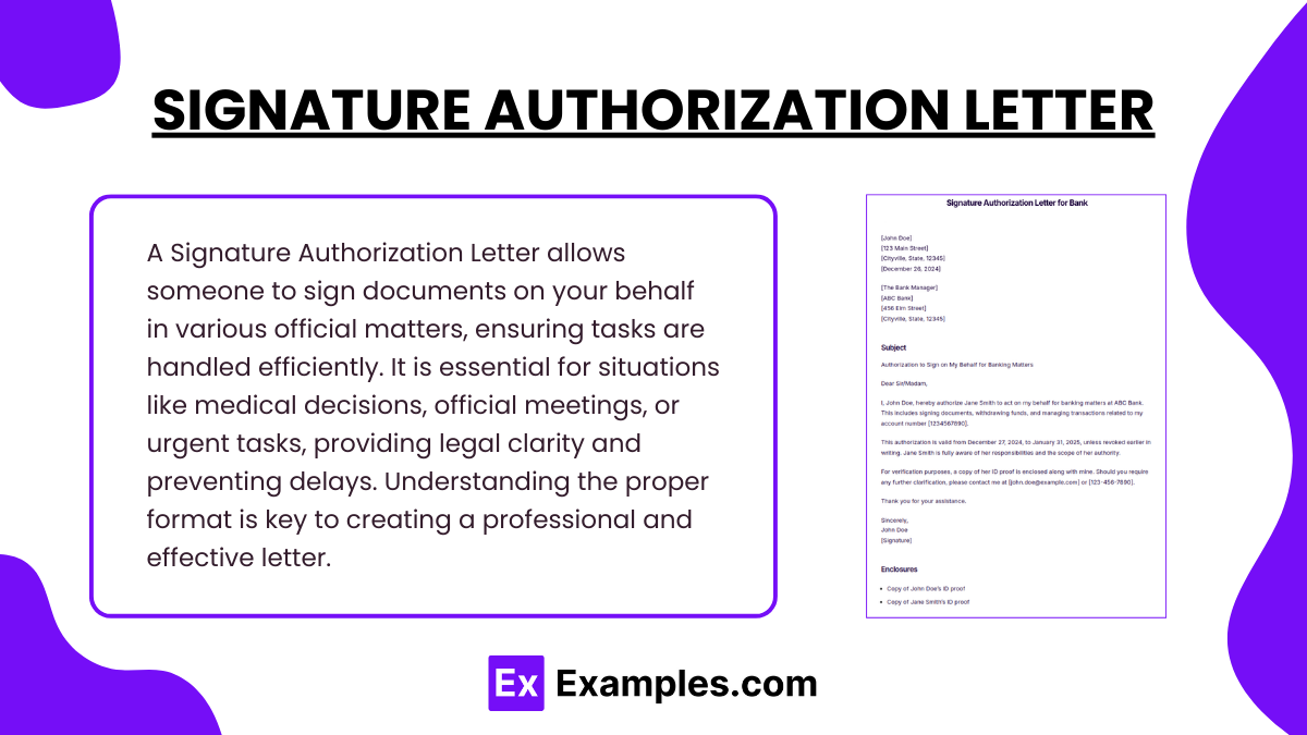 Signature Authorization Letter