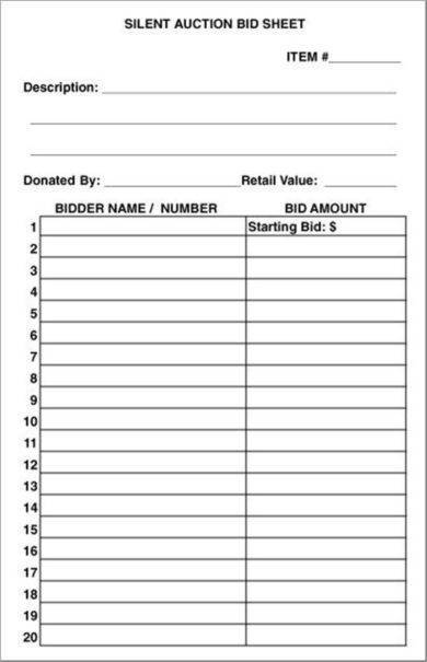 silent auction bid form sample1