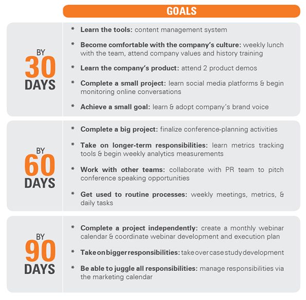 30 60 90 days plan marketing example