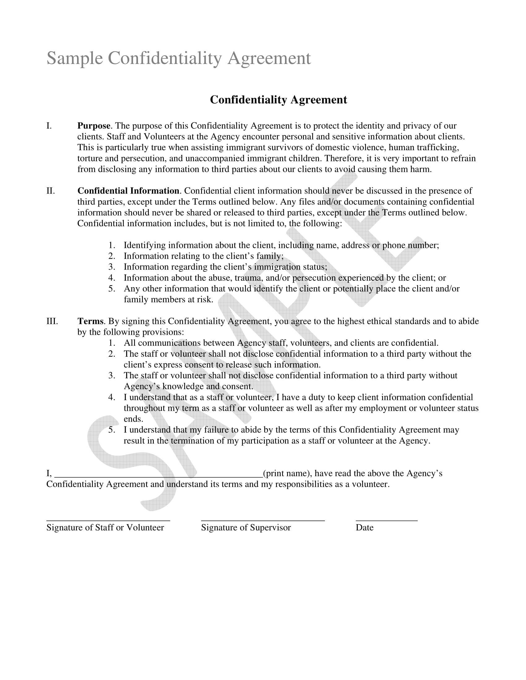 simple confidentiality agreement example 1