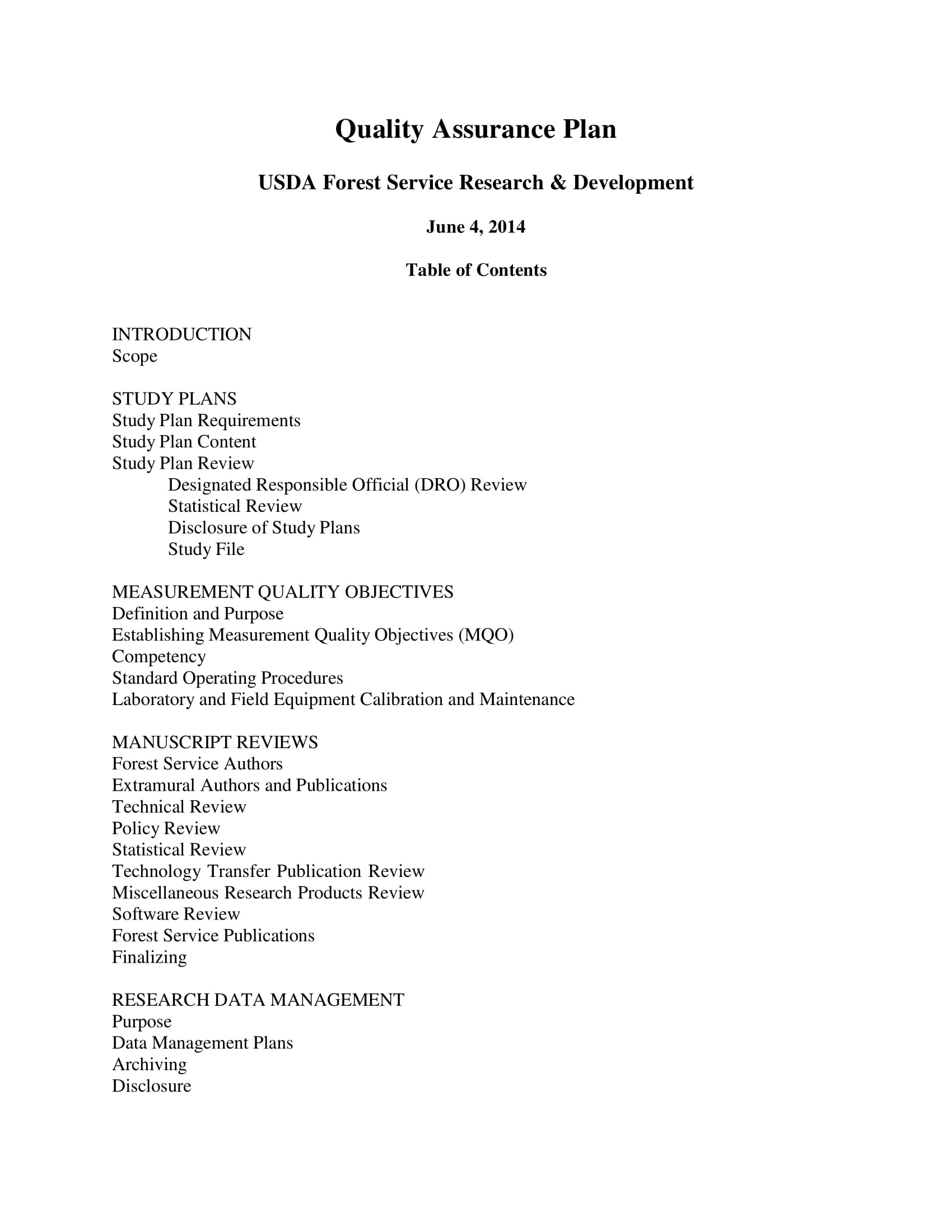 Simple Laboratory Quality Assurance Plan Example 01