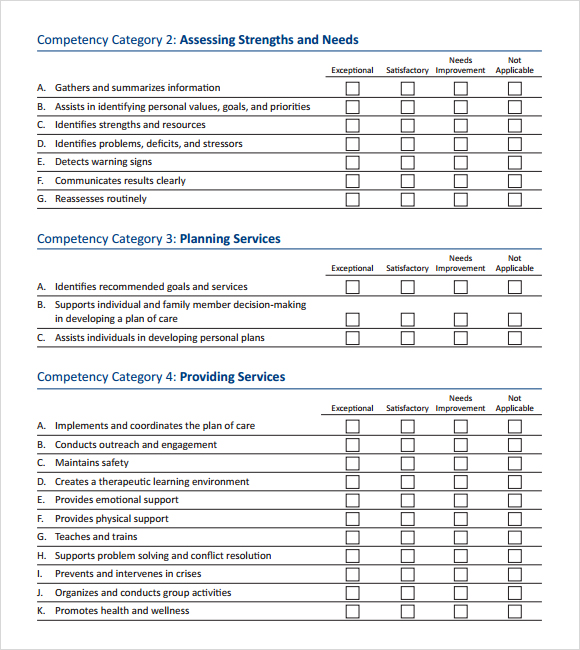 skills assessment template