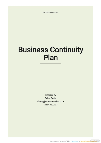 Small Business Continuity of Operations Plan Template