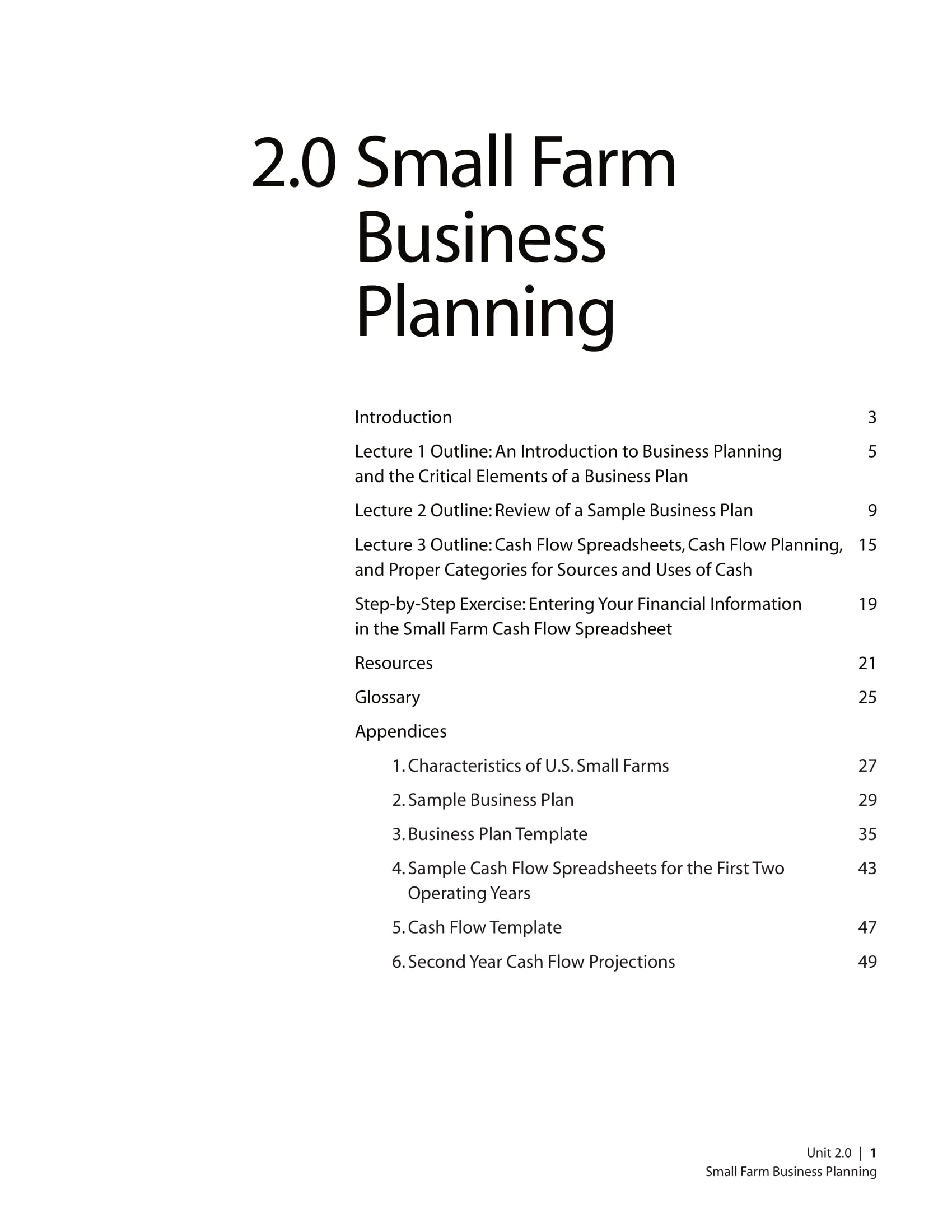 small stock farming business plan