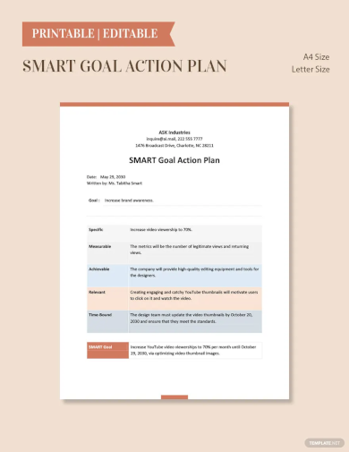 smart goals action plan template