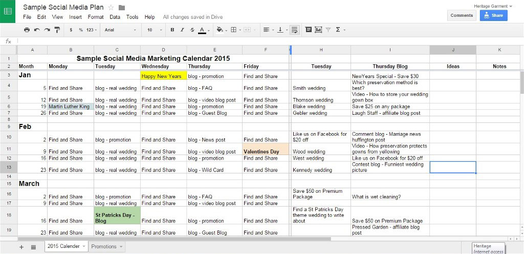 social media plan template excel