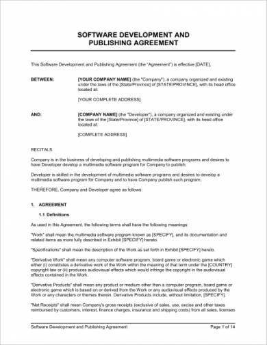 software development and publishing agreement