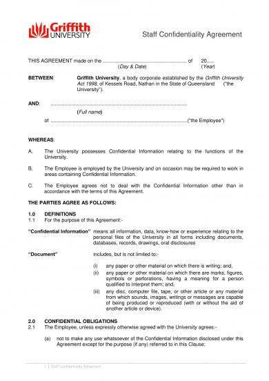 staff confidentiality agreement example