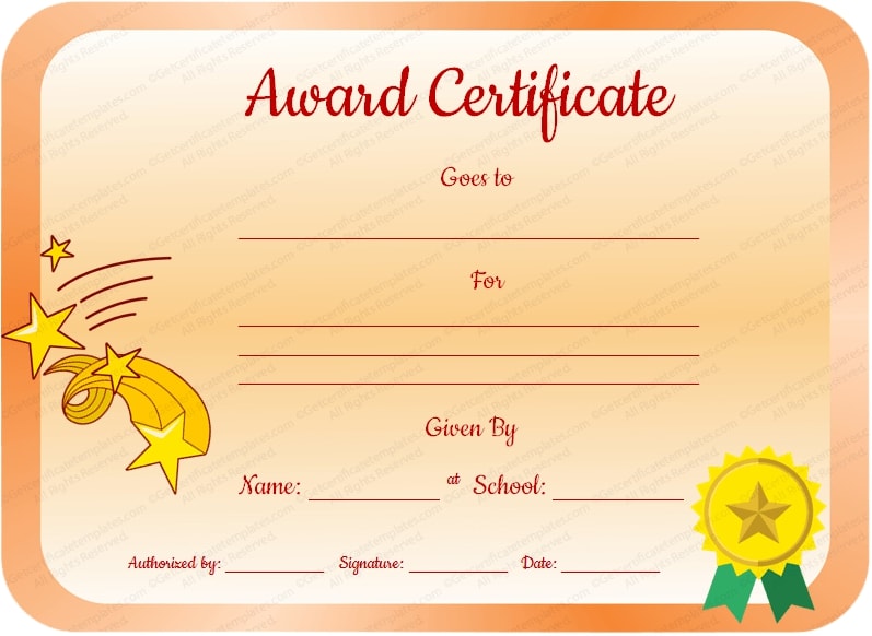 Star Student Award Certificate Example