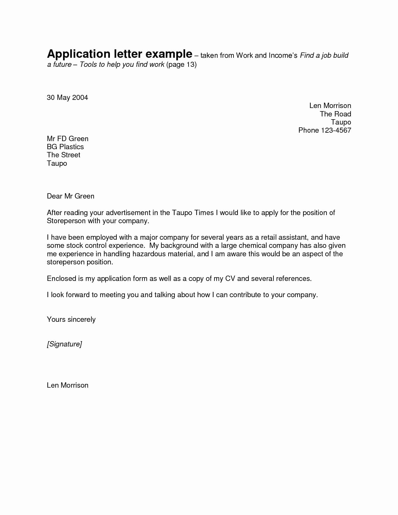 application letter sample for job brainly