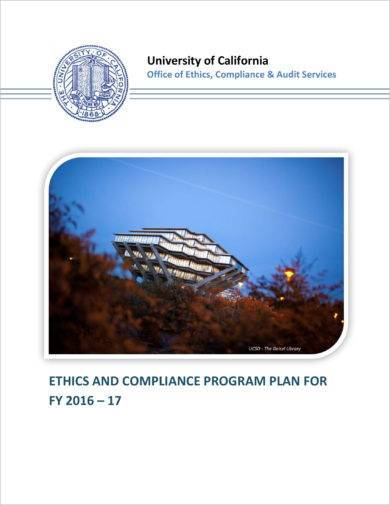 strategic ethics and compliance program plan example