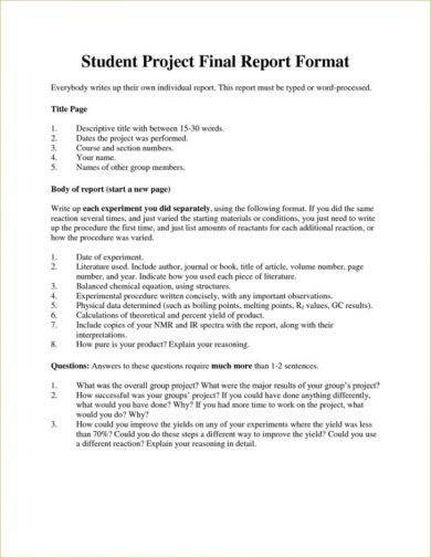 student project report writing format example 